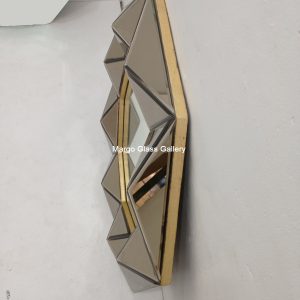 MG 004709 Modern Octagon Frame gold Cermin Brown Uk 85 cm x 85 cm – Premium handcrafted mirror premium quality glass with ornate frame handcrafted in Indonesia