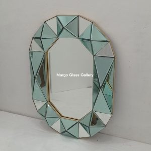 Octagonal 3D Wall Mirror Green MG 004710 – Artisan decorative mirror mirror premium quality glass with ornate frame handcrafted in Indonesia