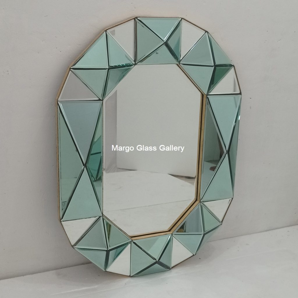MG 004710 modern octagon Frame Gold Cermin Hijau Uk 75 cm x 100 cm – Handcrafted handcrafted mirror premium quality glass with ornate frame handcrafted in Indonesia
