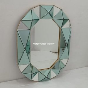 MG 004710 modern octagon Frame Gold Cermin Hijau Uk 75 cm x 100 cm – Handcrafted handcrafted mirror premium quality glass with ornate frame handcrafted in Indonesia