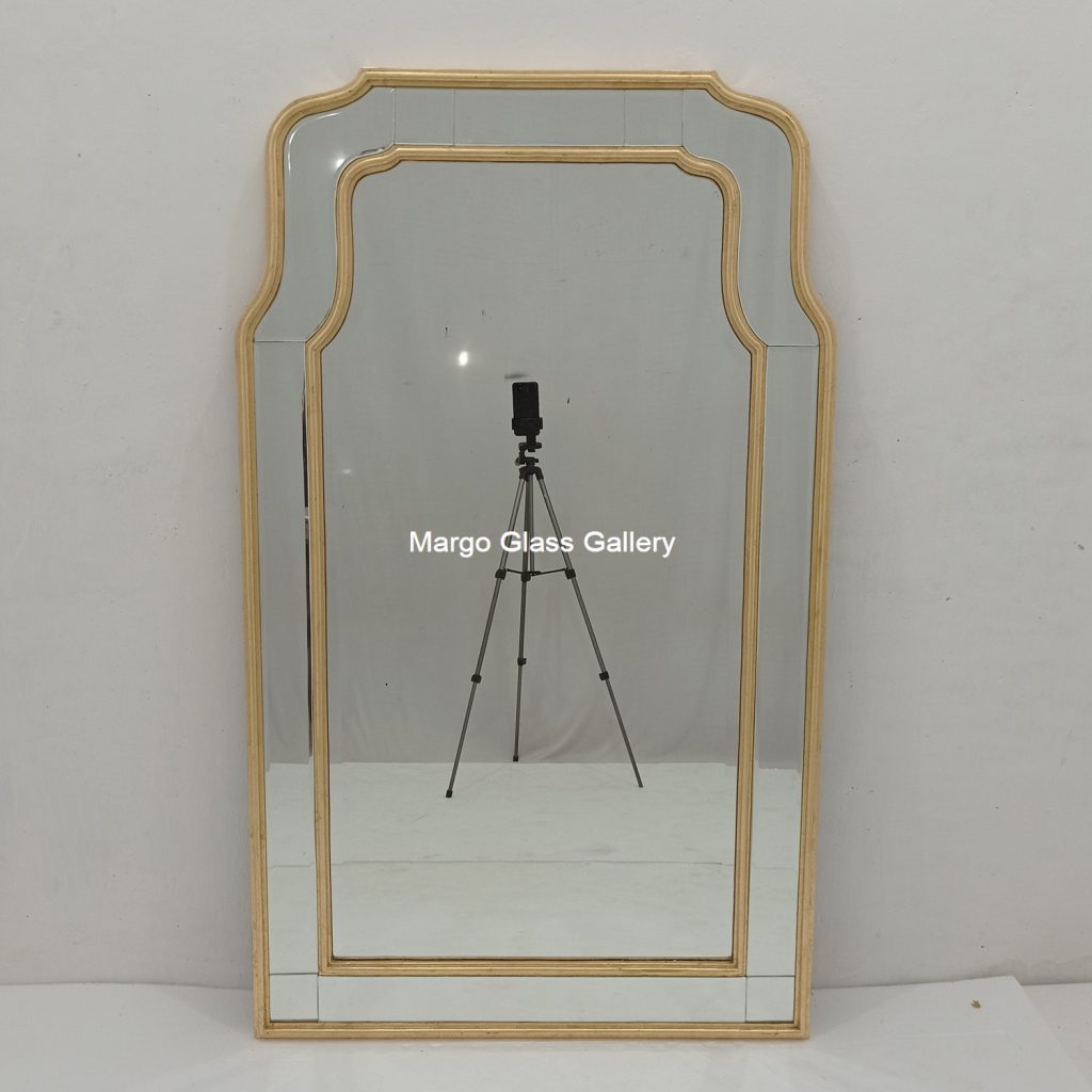 Wooden Wall Mirror List Frame Gold MG 004711 – Classic decorative mirror mirror premium quality glass with ornate frame handcrafted in Indonesia