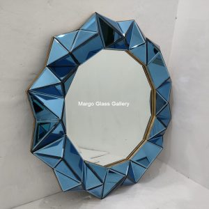 Blue 3D Wall Mirror MG 004714 – Luxury decorative mirror mirror premium quality glass with ornate frame handcrafted in Indonesia