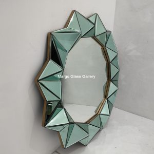 MG 004720 Green Wall Mirror 3D 120x120cm – Luxury decorative mirror mirror premium quality glass with ornate frame handcrafted in Indonesia