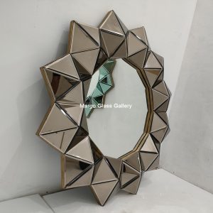 MG 004722 Wall Mirror 3D 100×100 BROWN – Artisan decorative mirror mirror premium quality glass with ornate frame handcrafted in Indonesia