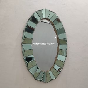 Wall Mirror Oval 3D Green MG 004723 = 1 Pcs