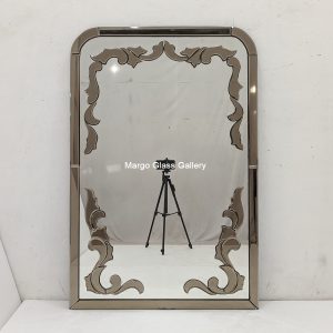 Inlay Brown Silver Rectangular Mirror MG 004744