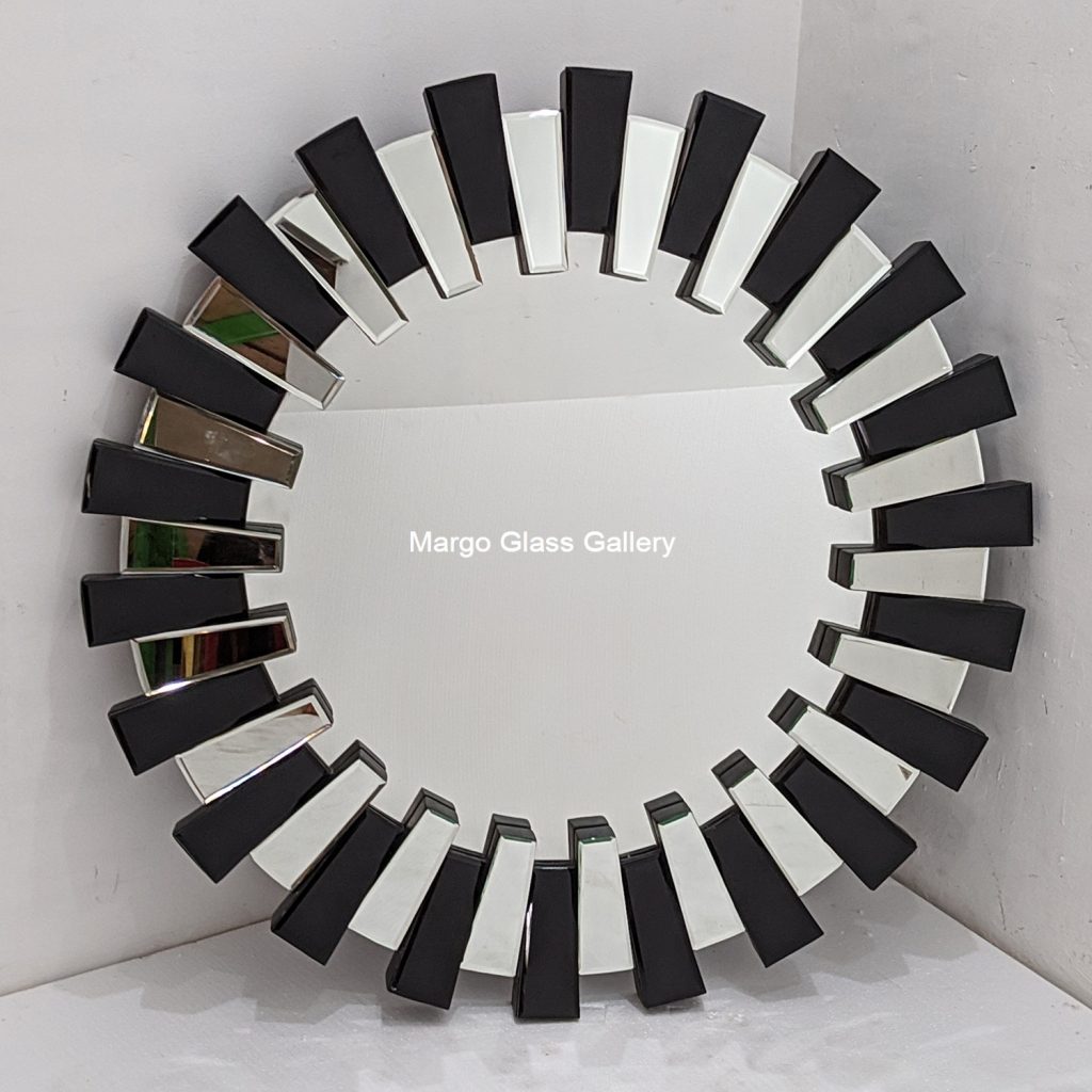 MG 004751 Modern Mirror Black Sun Overall 100 cm x 100 cm – Artisan decorative mirror mirror premium quality glass with ornate frame handcrafted in Indonesia