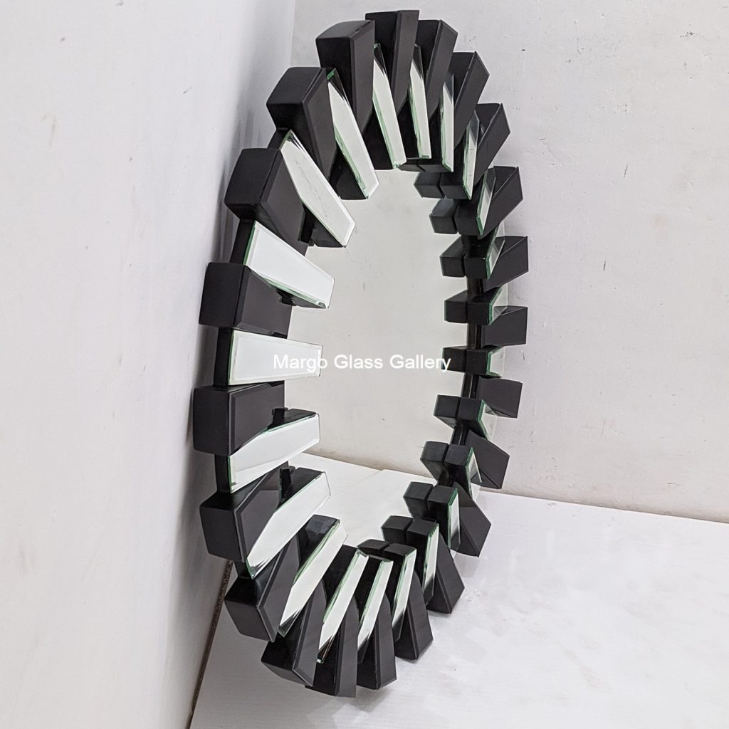 MG 004751 Modern Mirror Black Sun Overall 100 cm x 100 cm – Premium decorative mirror mirror premium quality glass with ornate frame handcrafted in Indonesia