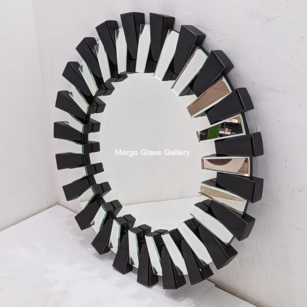 MG 004751 Modern Mirror Black Sun Overall 100 cm x 100 cm – Premium decorative mirror mirror premium quality glass with ornate frame handcrafted in Indonesia