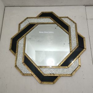 Octagonal Crystal Black Wall mirror MG 004781