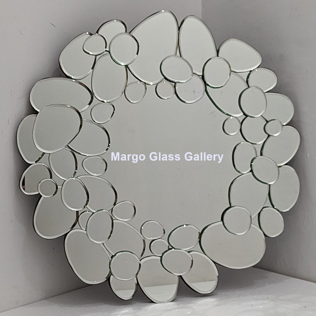 MG 004788 Round Modern Mirror Stone 80 x 80 cm – Elegant decorative mirror mirror premium quality glass with ornate frame handcrafted in Indonesia