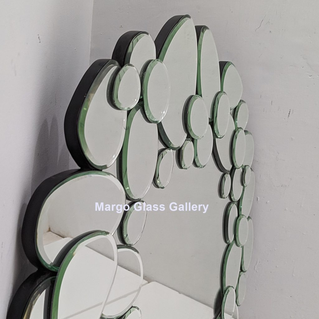 MG 004788 Round Modern Mirror Stone 80 x 80 cm – Artisan decorative mirror mirror premium quality glass with ornate frame handcrafted in Indonesia