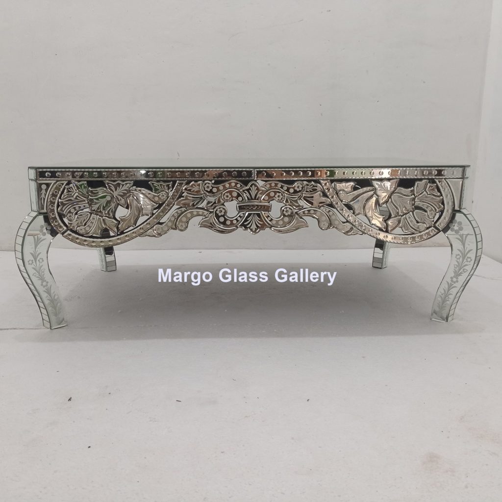 MG 006310 Coffee Table Venetian mirror 120 cm x 70 cm x 45 cm – Handcrafted venetian mirror hand-etched glass with ornate frame handcrafted in Indonesia