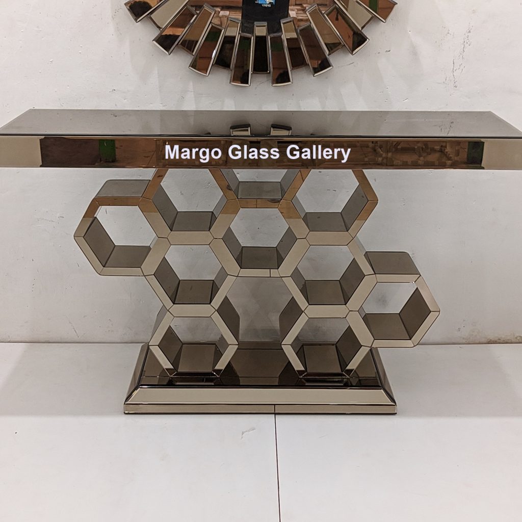 MG 006315 Console table Motif hexagonal uk 150 cm x 40 cm x 90 cm – Elegant handcrafted mirror premium quality glass with ornate frame handcrafted in Indonesia