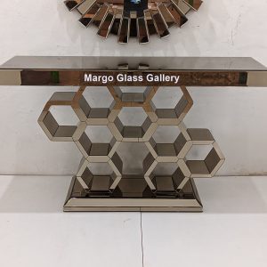 MG 006315 Console table Motif hexagonal uk 150 cm x 40 cm x 90 cm – Elegant handcrafted mirror premium quality glass with ornate frame handcrafted in Indonesia