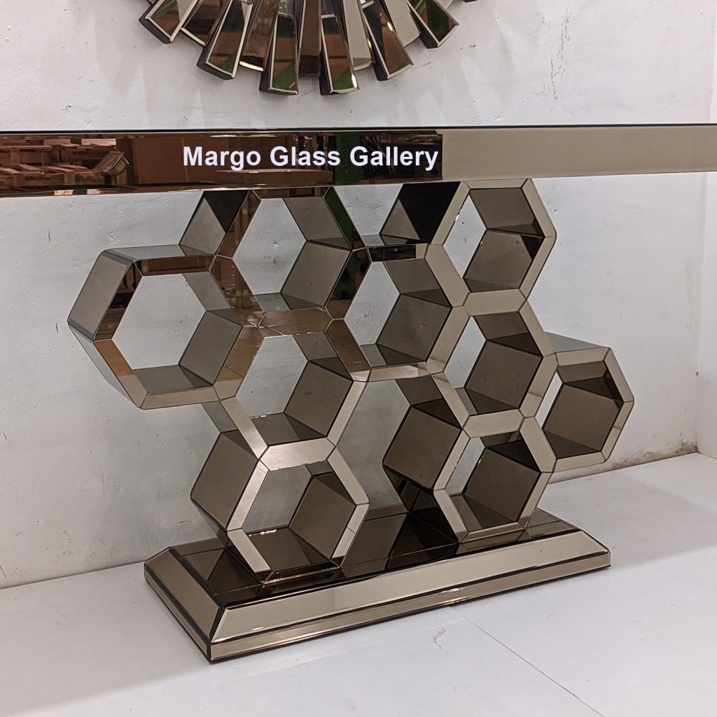 MG 006315 Console table Motif hexagonal uk 150 cm x 40 cm x 90 cm – Artisan handcrafted mirror premium quality glass with ornate frame handcrafted in Indonesia