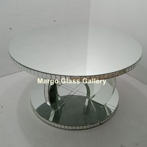 MG 006325 DiningTable Top dia 160 cm tinggi 80 cm bottom Dia 120 cm – Elegant handcrafted mirror premium quality glass with ornate frame handcrafted in Indonesia