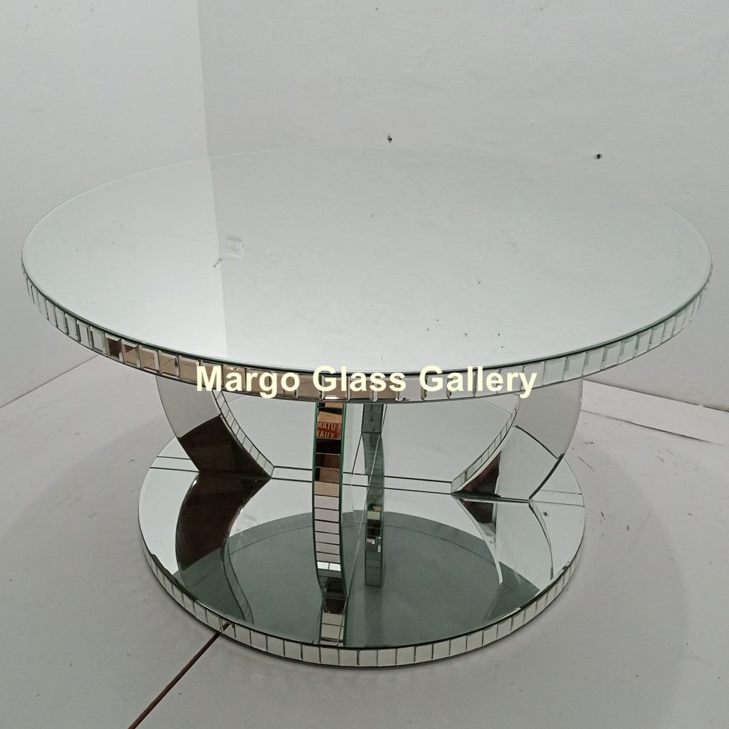 MG 006325 DiningTable Top dia 160 cm tinggi 80 cm bottom Dia 120 cm – Handcrafted handcrafted mirror premium quality glass with ornate frame handcrafted in Indonesia