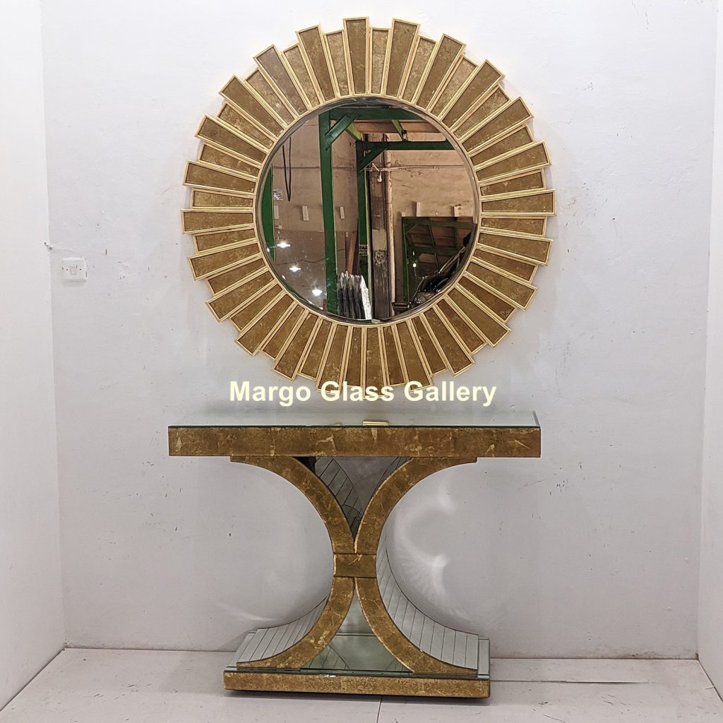 Furniture Gold Eglomise Wall Mirror uk 130 cm x 130 cm