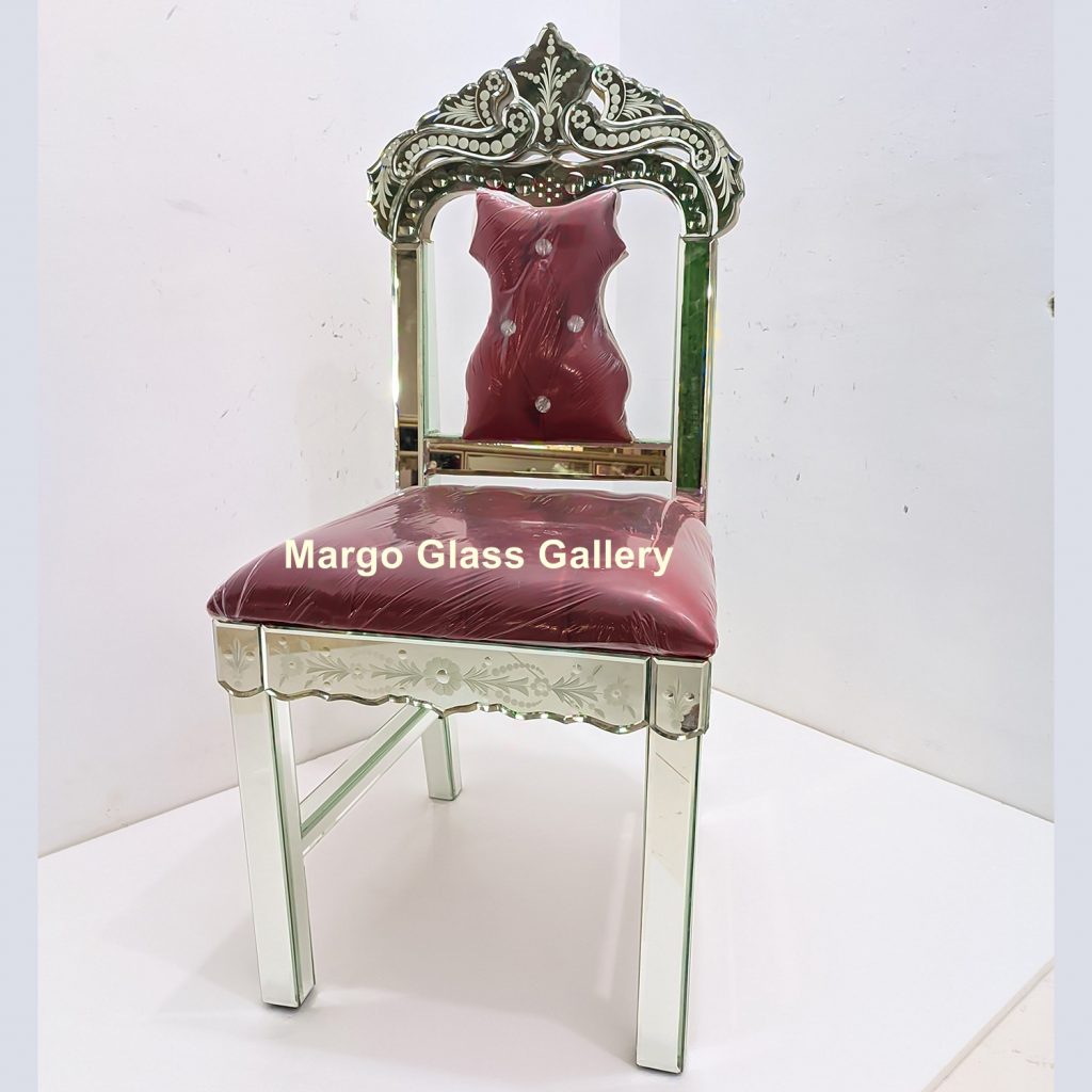 MG 006337 Chair Mirro with red coverred 50 cm x 48 cm x 108 cm – Artisan handcrafted mirror premium quality glass with ornate frame handcrafted in Indonesia