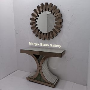 MG 006339 Sun Burn Brown Mirror with Console Brown Uk 100 cm x 100 cm Console 120 cm x 40 cm x 90 cm – Artisan decorative mirror mirror premium quality glass with ornate frame handcrafted in Indonesia