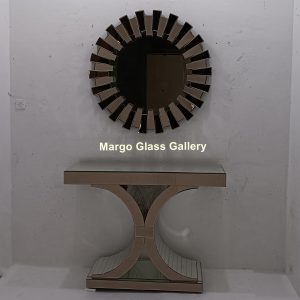 MG 006339 Sun Burn Brown Mirror with Console Brown Uk 100 cm x 100 cm Console 120 cm x 40 cm x 90 cm – Classic decorative mirror mirror premium quality glass with ornate frame handcrafted in Indonesia