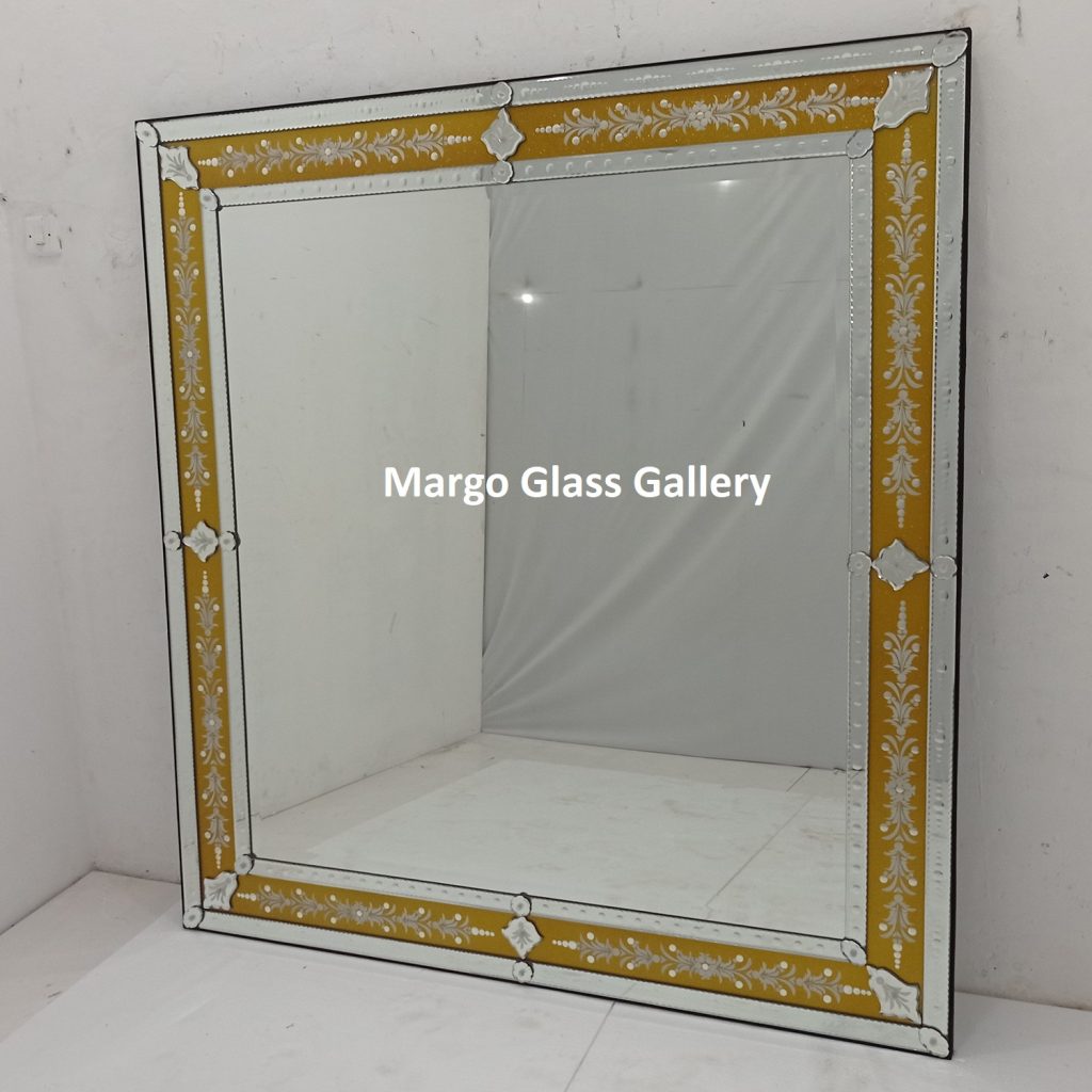 MG 080103 Venetian Wall Mirror List Gold Uk 160 cm x 151 cm – Luxury venetian mirror hand-etched glass with ornate frame handcrafted in Indonesia