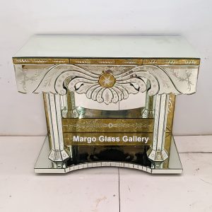 MG 080108 Venetian Mirror Gold Uk 130 x 77 cm Table Uk 100 cm x 50 cm x 80 cm – Classic venetian mirror hand-etched glass with ornate frame handcrafted in Indonesia