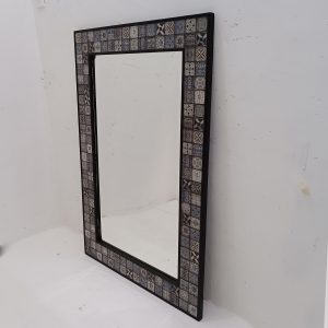 MG 800003 Ceramic Batik Mirror 42 cm x 42 cm kotak cermin 18 cm x 18 cm – Elegant decorative mirror mirror premium quality glass with ornate frame handcrafted in Indonesia