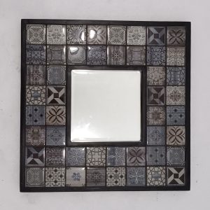 MG 800003 Ceramic Batik Mirror 42 cm x 42 cm kotak cermin 18 cm x 18 cm – Luxury decorative mirror mirror premium quality glass with ornate frame handcrafted in Indonesia