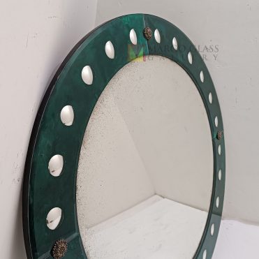 Wall Mirror Round Antique Green