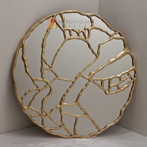 Modern Beaded Gold Round Mirror MG 004823
