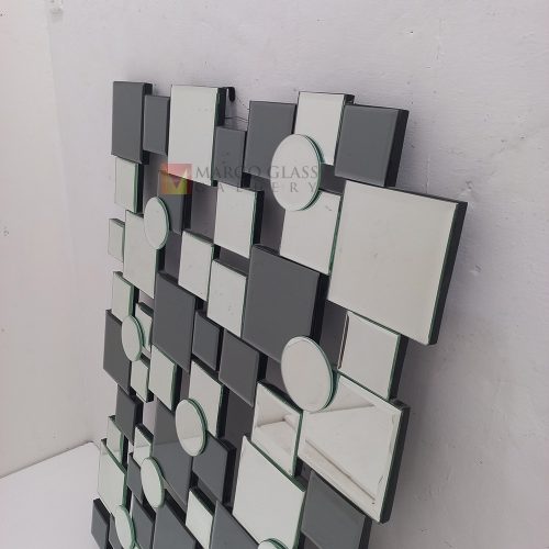 Wall Mirror Contemporer Silver and gray – Elegant decorative mirror mirror premium quality glass with ornate frame handcrafted in Indonesia