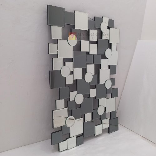 Wall Mirror Contemporer Silver and gray – Artisan decorative mirror mirror premium quality glass with ornate frame handcrafted in Indonesia