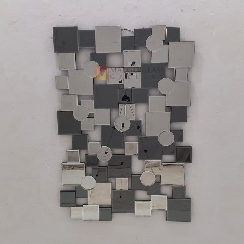 Wall Mirror Contemporer Silver and gray – Luxury decorative mirror mirror premium quality glass with ornate frame handcrafted in Indonesia