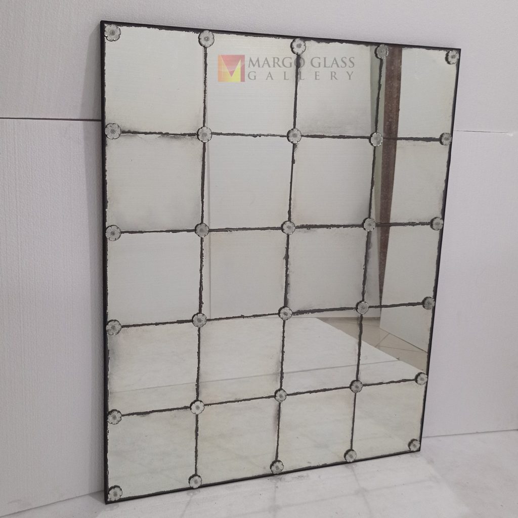 Mosaik Antique Mirror Panel – Premium antique mirror antique glass with gold frame handcrafted in Indonesia