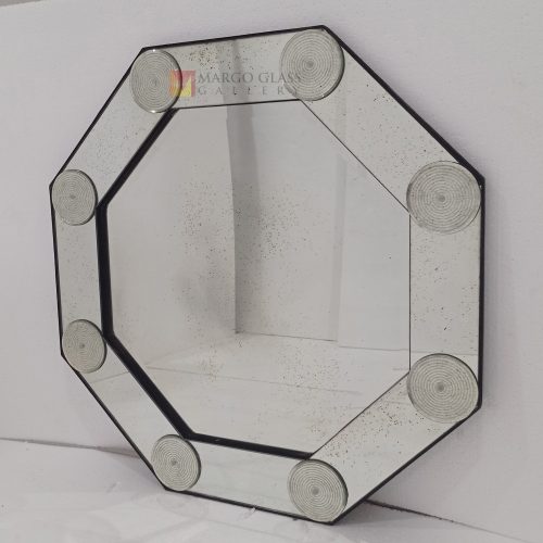Octagonal Antique Mirror – Classic antique octagonal mirror antique glass with silver frame handcrafted in Indonesia