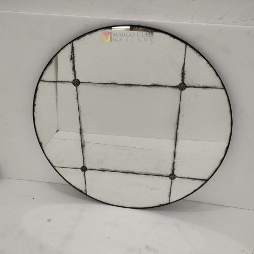 Round Mosaic Antique – Handcrafted antique mirror antique glass with gold frame handcrafted in Indonesia