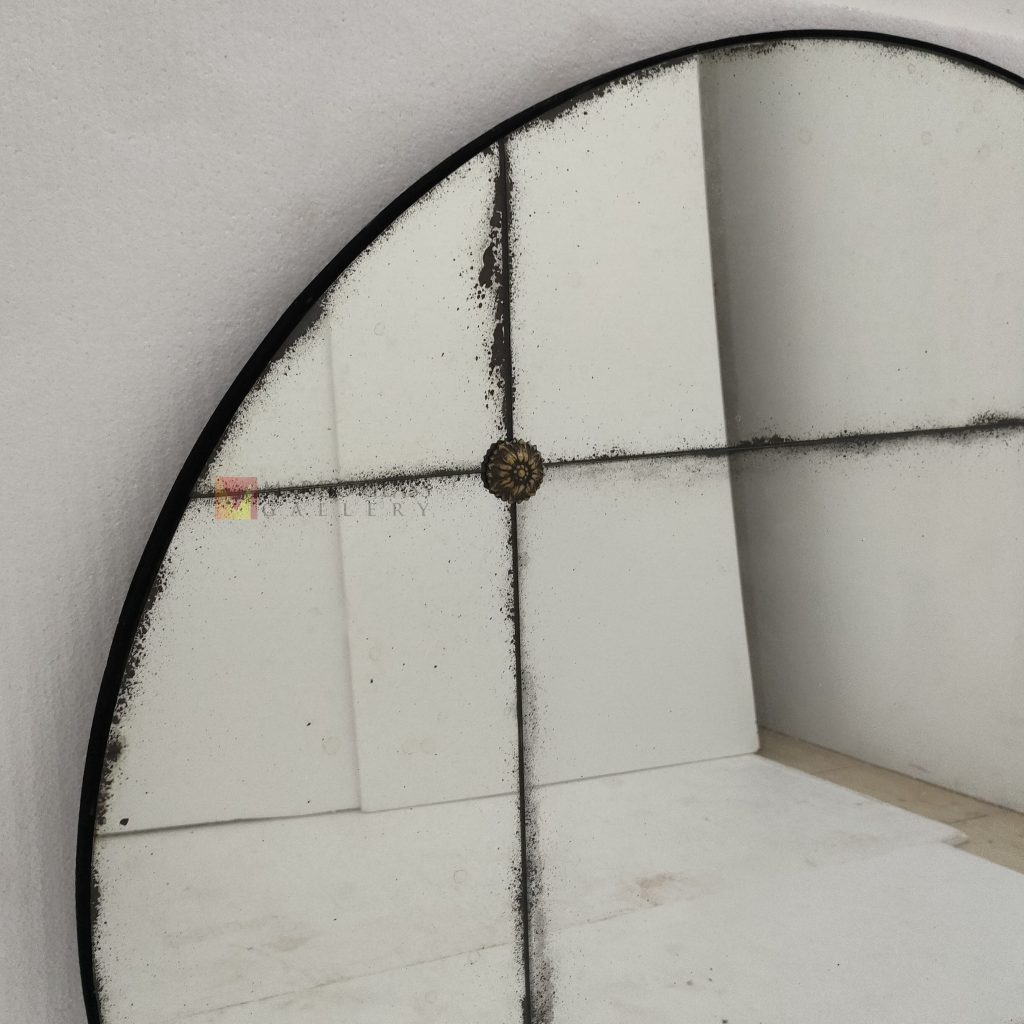 Round Mosaic Antique – Premium antique mirror antique glass with gold frame handcrafted in Indonesia