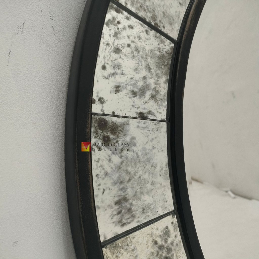 Round bevel antique mirror – Artisan antique mirror antique glass with gold frame handcrafted in Indonesia