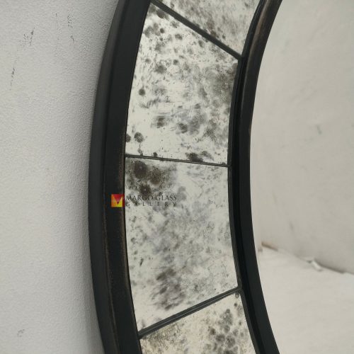 Round bevel antique mirror – Artisan antique mirror antique glass with gold frame handcrafted in Indonesia