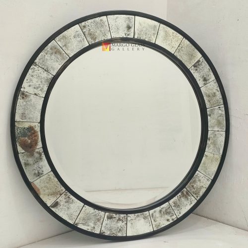 Round bevel antique mirror – Luxury antique mirror antique glass with gold frame handcrafted in Indonesia