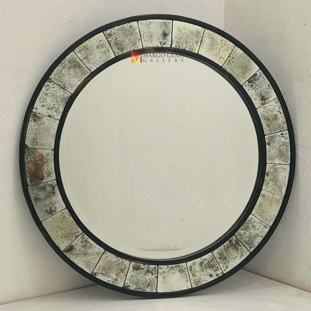 Round bevel antique mirror – Premium antique mirror antique glass with gold frame handcrafted in Indonesia