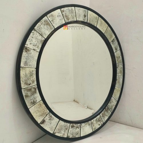 Round bevel antique mirror – Elegant antique mirror antique glass with gold frame handcrafted in Indonesia