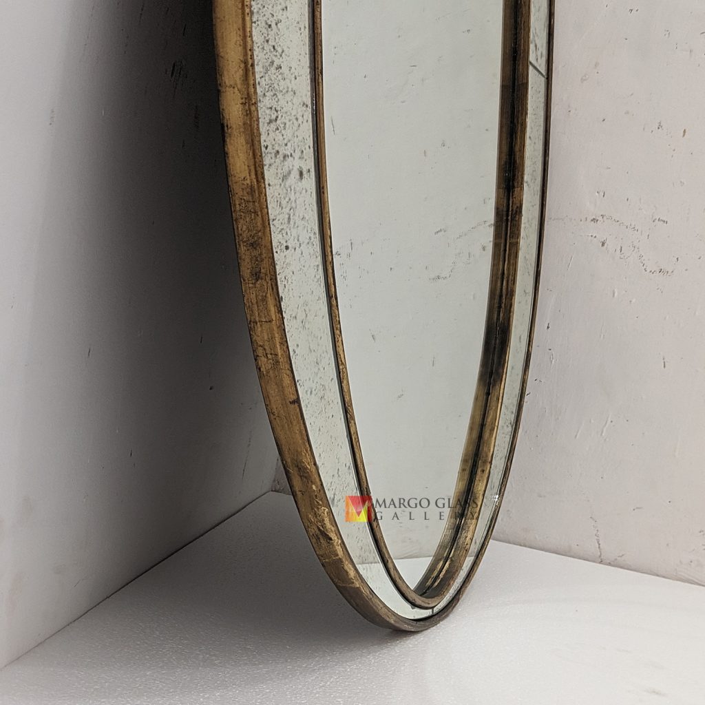 Antique Mirror Oval Luxury Handmade Indonesia – Artisan antique mirror antique glass with gold frame handcrafted in Indonesia