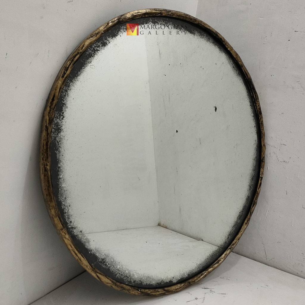 Antique Round Mirror Beaded Handcrafted Handmade Indonesia – Classic antique beaded mirror antique glass with beaded silver frame handcrafted in Indonesia