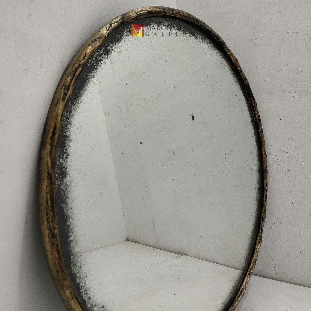 Antique Round Mirror Beaded Luxury Handmade Indonesia – Artisan antique beaded mirror antique glass with beaded silver frame handcrafted in Indonesia