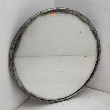 Antique Round Mirror Silver Beaded
