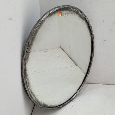 Antique Round Mirror Silver Beaded
