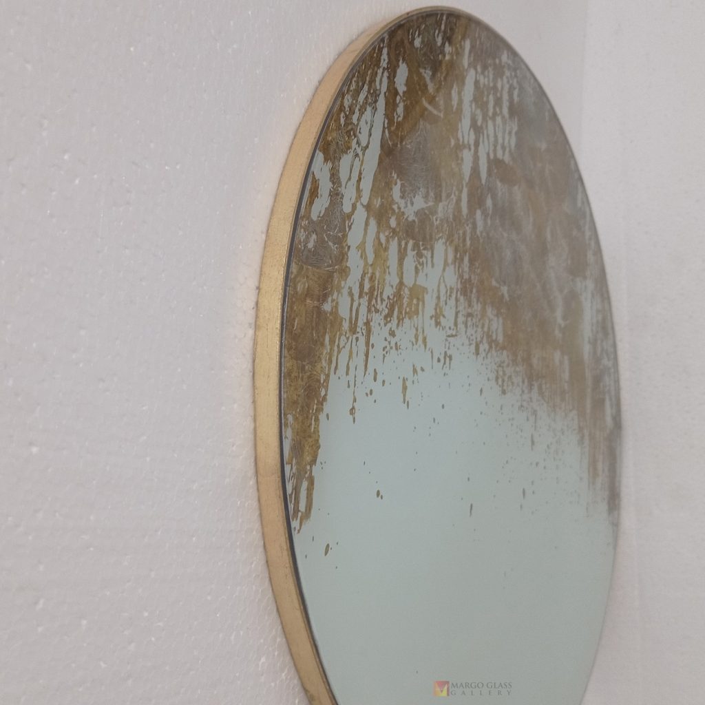 Round Eglomise Gold White Mirror Classic Handmade Indonesia – Classic eglomise mirror silver eglomise glass handcrafted in Indonesia